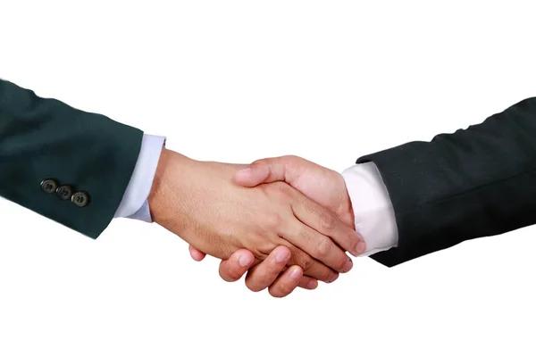 密切的形象 商人做握手的交易 商业概念上的协议伙伴关系 在白色上隔离 — 图库照片