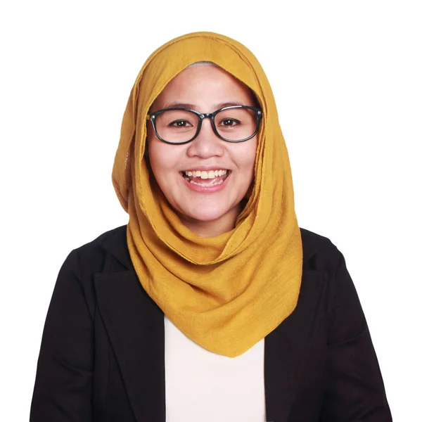 Mladá Asijská Podnikatelka Nosí Hidžáb Oblek Šťastně Usmívala Smát Výraz — Stock fotografie