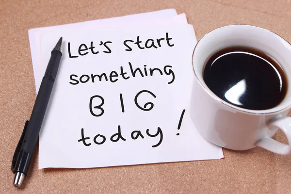 Lets Start Something Big Words Letter Written Piece Memo Paper — Stock Photo, Image