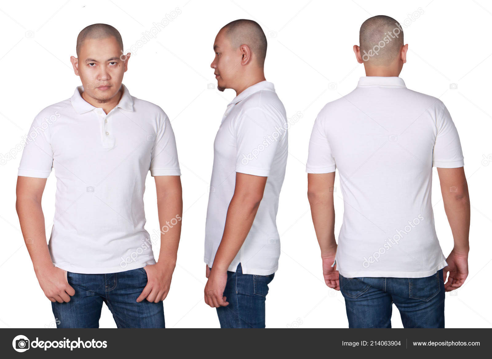 Download Blank Polo Shirt Mock Front Side Back View Isolated White ...