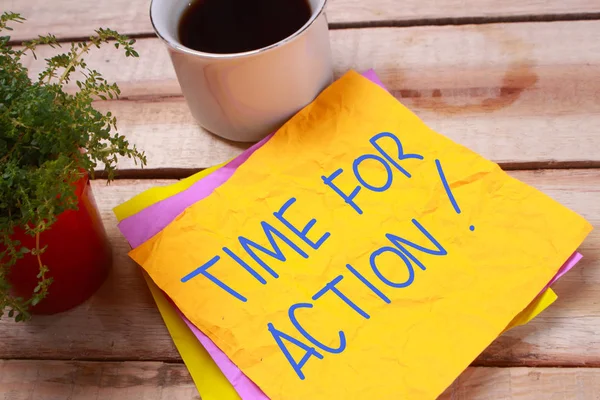 Time Action Words Letter Written Piece Memo Paper Work Desk — Stock Photo, Image