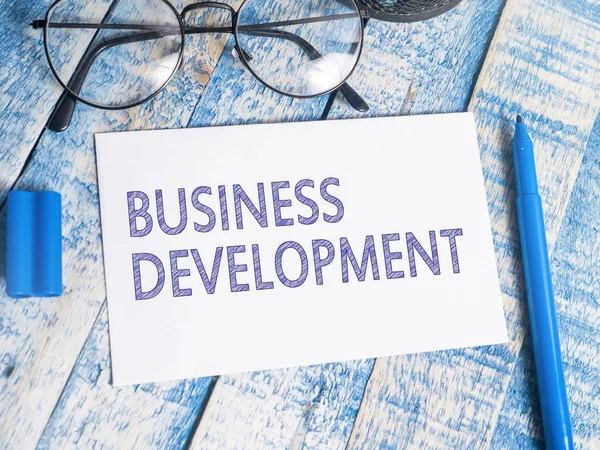 Business Development Citazioni Motivazionali Aziendali Parole Tipografia Top View Lettering — Foto Stock