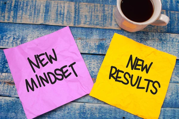 New Mindset New Results Words Letter Written Piece Memo Paper — Stock Photo, Image