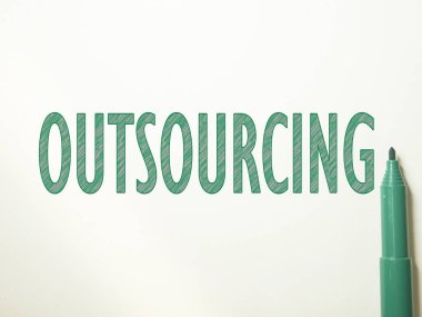 Kavram yazı tipografi dış kaynak, iş motivasyonel ilham verici tırnak, kelime