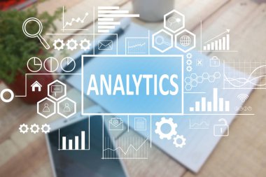 İş kavramı. Analytics geliştirme kelime bulanık iş Danışma arka plan üstünde
