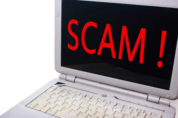Scam Alert Internet Citações Fraudulentas Palavras Tipografia Vista Superior Lettering — Fotografia de Stock