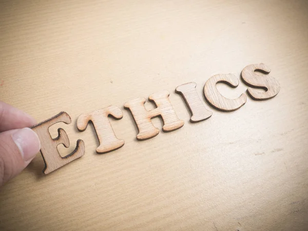 Ética Motivational Internet Business Words Quotes Madeira Lettering Typography Concept — Fotografia de Stock