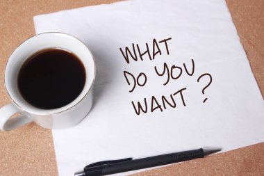 Ne istiyorsun, iş motivasyonel Inspirational quotes, kelime tipografi yazı kavramı