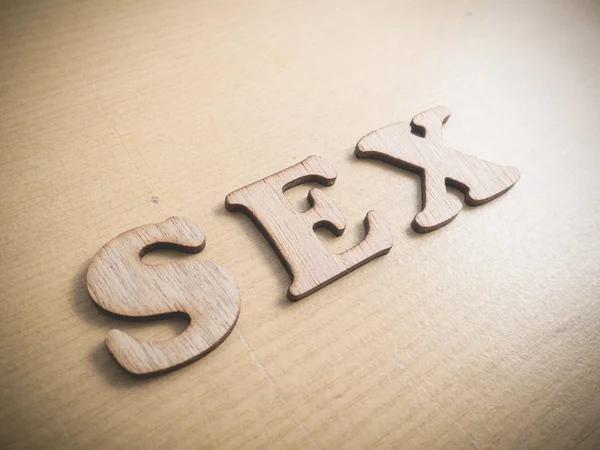 Sesso Premessa Orgasmo Stile Vita Salute Parole Legno Tipografia Lettering — Foto Stock