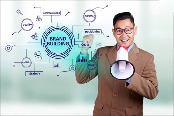 Brand Building Marketing Empresarial Citas Inspiracionales Motivacionales Palabras Tipografía Lettering — Foto de Stock