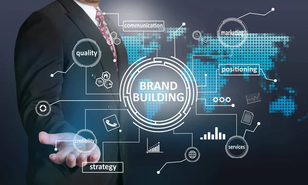 Brand Building Business Marketing Motiverende Inspirerende Citaten Woorden Typografie Belettering — Stockfoto