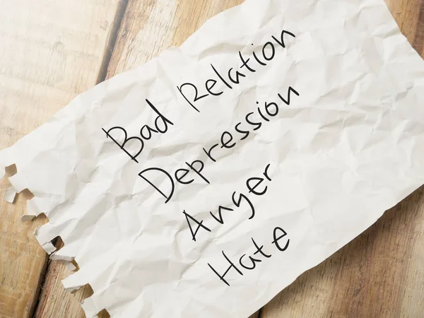 Bad Relation Depressione Rabbia Odio Vita Brutta Esperienza Parole Tipografia — Foto Stock