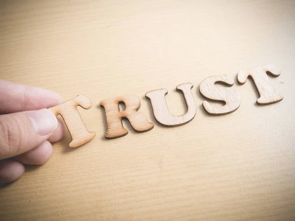 Confiança Negócios Motivacional Inspirações Citações Palavras Madeira Tipografia Lettering Conceito — Fotografia de Stock