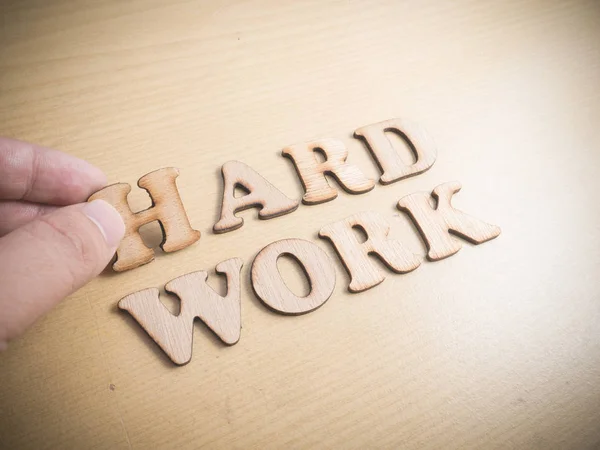 Harde Werk Hardwork Zakelijke Motiverende Inspirerende Citaten Houten Woorden Typografie — Stockfoto
