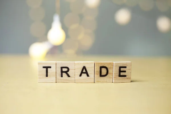 Handel Business Motiverande Inspirerande Finans Citat Trä Ord Typografi Bokstäver — Stockfoto