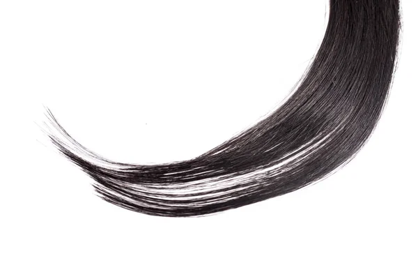 Пишне Чорне Довге Волосся Ізольоване Білому Тлі Розширення Волосся Крупним — стокове фото