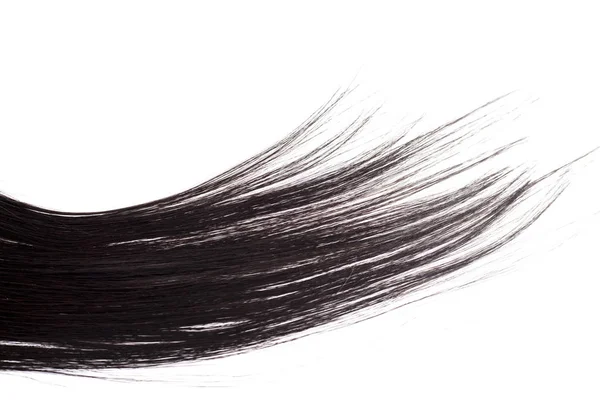 Curvy Black Long Hair Isolated White Background Hair Extensions Close — Stock Photo, Image