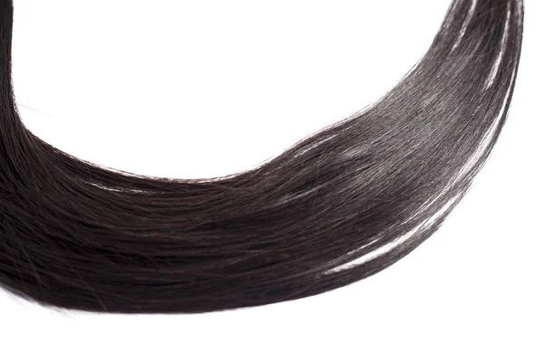 Cabello Largo Negro Curvo Aislado Sobre Fondo Blanco Extensiones Pelo — Foto de Stock