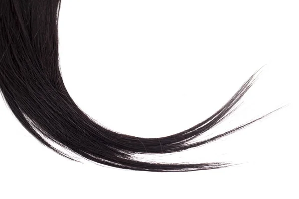 Курчавые Черные Длинные Волосы Изолированы Белом Фоне Расширение Волос Крупным — стоковое фото