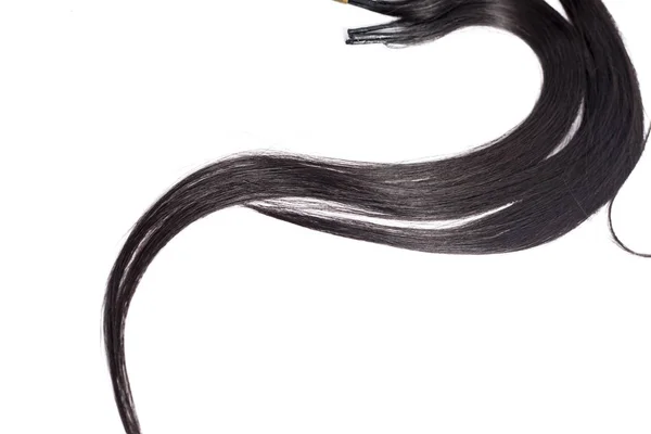 Curvy Black Long Hair Isolated White Background Hair Extensions Close — Stock Photo, Image