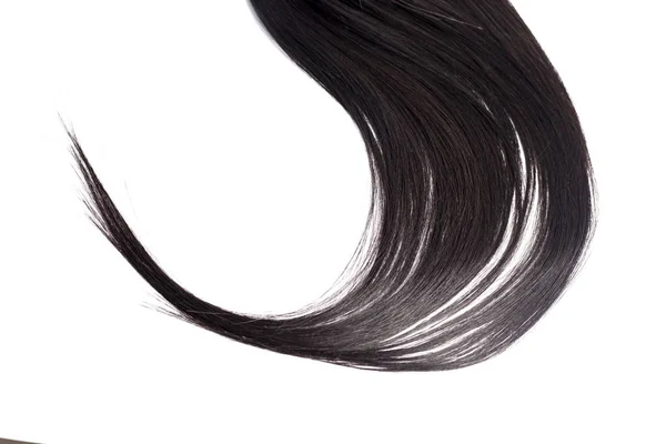 Cabello Largo Negro Curvo Aislado Sobre Fondo Blanco Extensiones Pelo — Foto de Stock