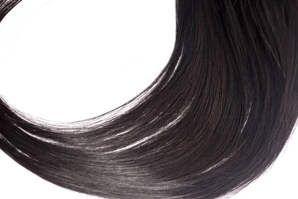 Cabello Largo Negro Curvo Aislado Sobre Fondo Blanco Extensiones Pelo — Foto de Stock