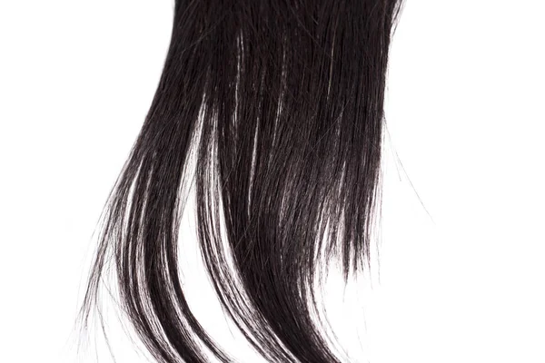 Curvy Cheveux Longs Noirs Isolés Sur Fond Blanc Extensions Cheveux — Photo