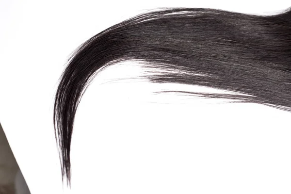 Curvy Μαύρα Μακριά Μαλλιά Που Απομονώνονται Λευκό Φόντο Επεκτάσεις Μαλλιών — Φωτογραφία Αρχείου