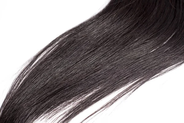 Cabello Largo Negro Curvo Aislado Sobre Fondo Blanco Extensiones Pelo — Foto de Stock