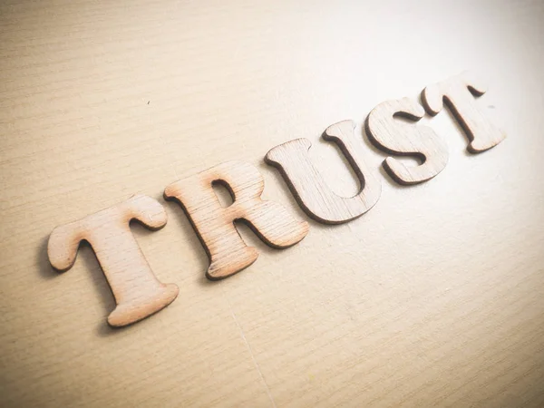 Trust Citazioni Motivazionali Motivazionali Aziendali Parole Legno Concetto Tipografia Lettering — Foto Stock