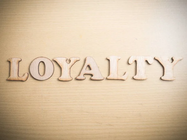 Lojalitet Business Motiverande Inspirerande Citat Trä Ord Typografi Bokstäver Koncept — Stockfoto