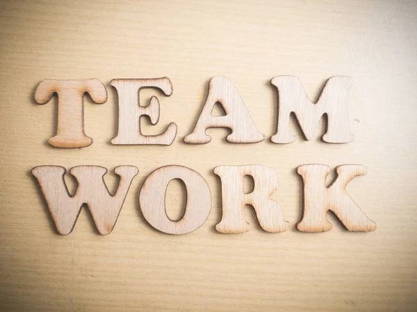 Teamarbeit Motivierende Zitate Typografie Schriftzüge Aus Holz — Stockfoto