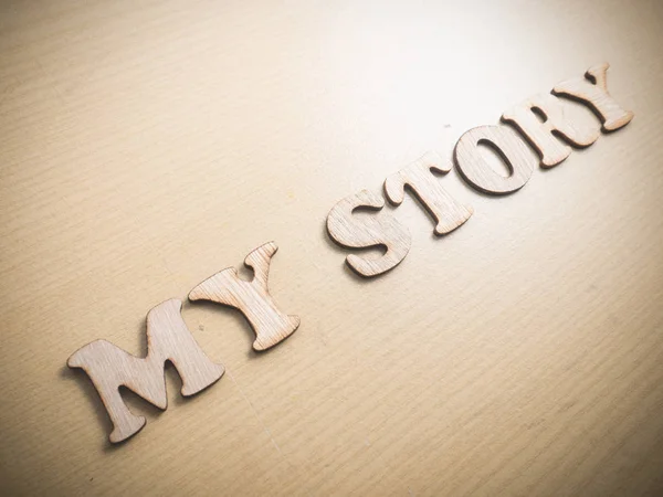 My Story, business motivational inspirational quotes, wooden words typography lettering concept