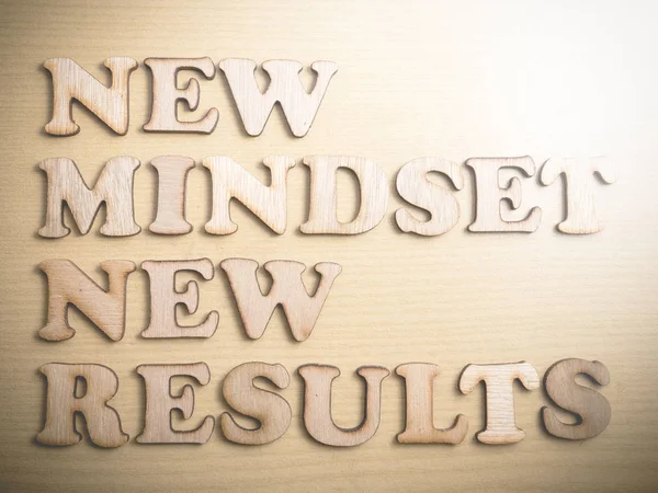 New Mindset New Results Wooden Words Letter Motivational Self Development — Stock Photo, Image