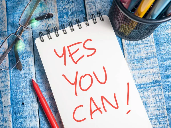 Yes You Can Business Motivational Inspirierende Zitate Worte Typografie Schriftzug — Stockfoto