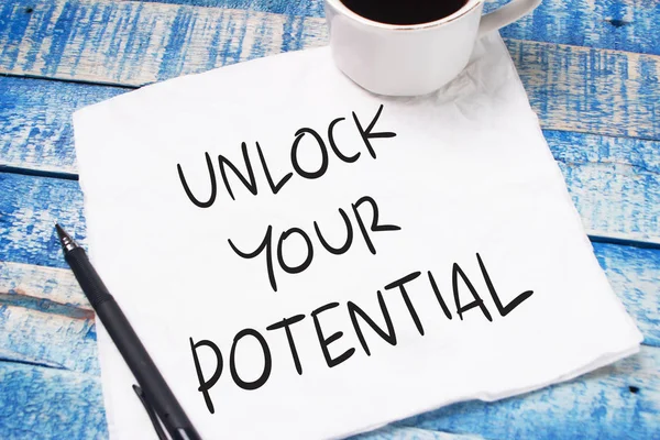 Desbloquear Seu Potencial Negócios Motivacional Inspirações Citações Palavras Tipografia Conceito — Fotografia de Stock