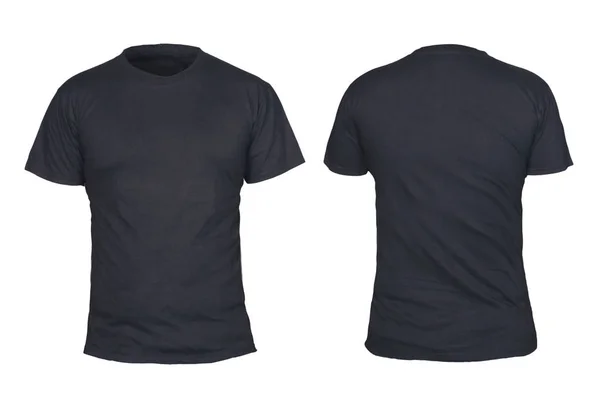 Zwart Shirt Mock Voor Achterkant Weergave Geïsoleerd Duidelijke Zwarte Shirt — Stockfoto