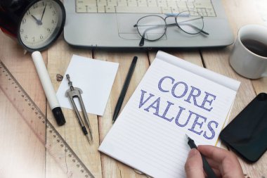 Temel değerler, iş ahlakı motivasyonel Inspirational quotes, kelime tipografi kavramı