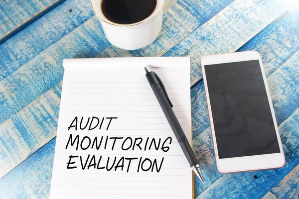 Evaluation Business Audit Monitoring Review Quotes Words Typography Lettering Concept — Stock Photo, Image