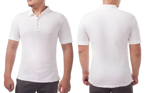 Polo Shirt Sahte Izole Arka Görünümü Kadar Beyaz Erkek Model — Stok fotoğraf