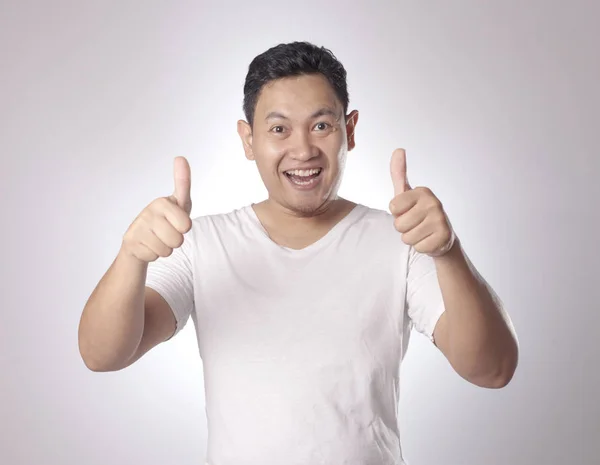 Foto Imagen Retrato Divertido Atractivo Lindo Joven Asiático Camisa Blanca — Foto de Stock