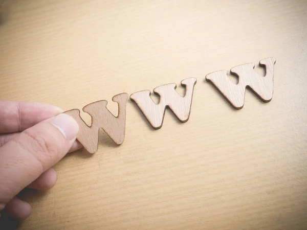 Www World Wide Web Trä Ord Brev Internet Företag Typografi — Stockfoto