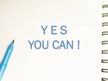 Evet yapabilirsin, iş motivasyonel ilham tırnak, kelime tipografi yazı kavramı