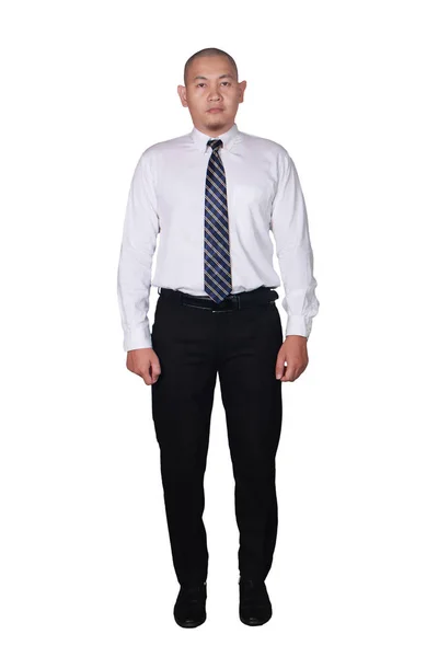 フォーマルなスーツが白で隔離でアジア系のビジネスマンの全身肖像画 成功した男 紳士ビジネス人立って歩いての正面図 — ストック写真