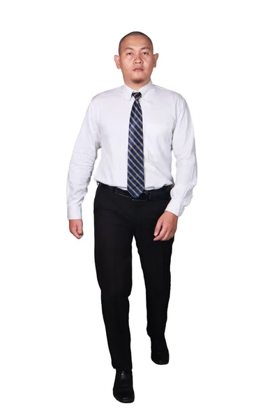 Ganzkörperporträt Eines Asiatischen Geschäftsmannes Formellem Anzug Isoliert Auf Weiß Vorderseite — Stockfoto