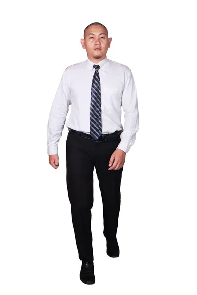 Full Body Portrait Asian Businessman Formal Suit Isolated White Front — Stock Photo, Image