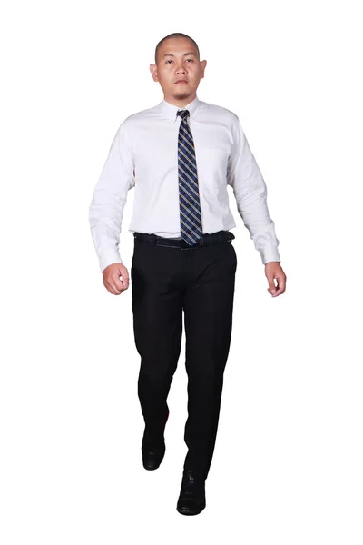 Full Body Portrait Asian Businessman Formal Suit Isolated White Front — Stock Photo, Image