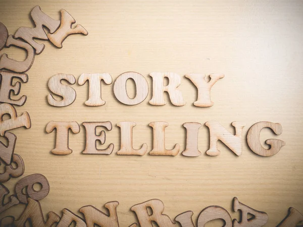 Story Telling in wooden words letter, motivational self development business typography quotes concept