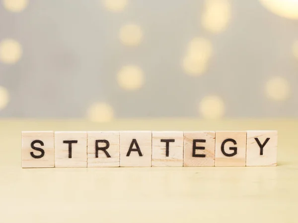 Stratégia Üzleti Motivációs Inspiráló Finanszírozási Ajánlatok Fából Készült Szavak Tipográfiai — Stock Fotó