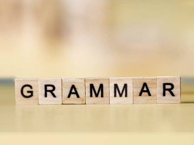 Dilbilgisi, eğitim İngilizce dil iş motivasyonel ilham verici tırnak, tipografi kavramı harflerle kelimeler